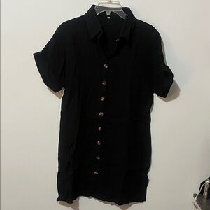New black button down dress